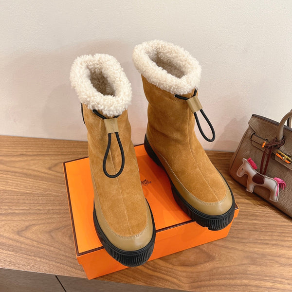HM 26S Journey Botines 4cm Khaki Suede Shearling 110581