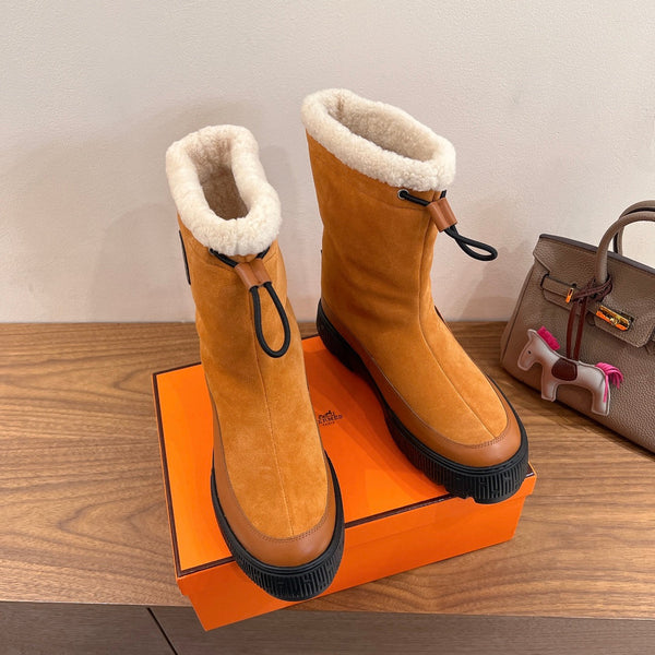 HM 26S Journey Botines 4cm Tan Suede Shearling 110583