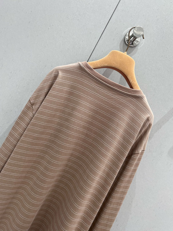 Miu Miu 25 Striped Long-sleeved T-shirt Brown Cotton 211207