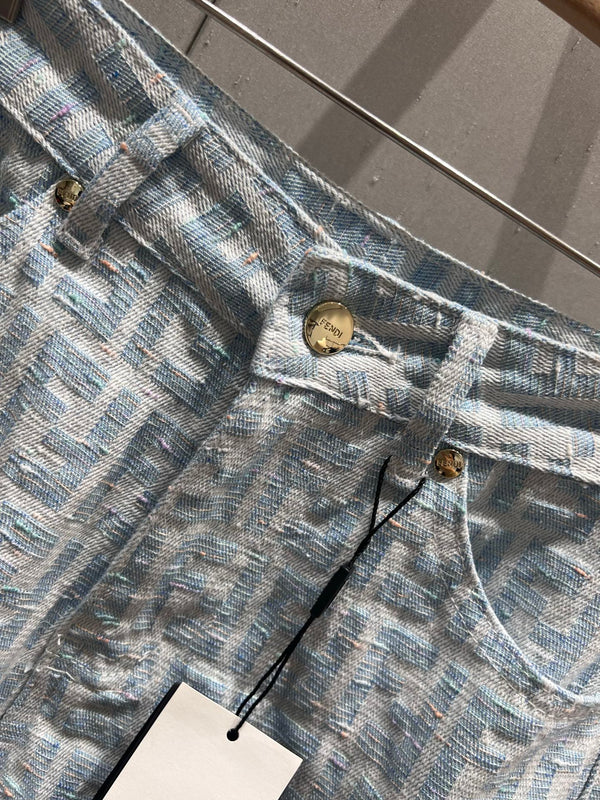 Fendi 25 Denim Short Light Blue Cotton 212681