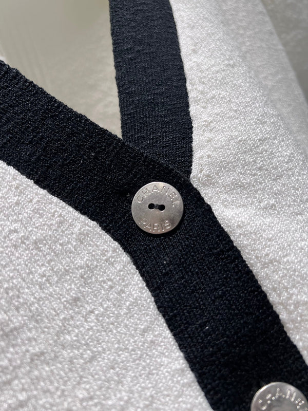 CC 26S Knit Cardigan White Linen Cotton 349016