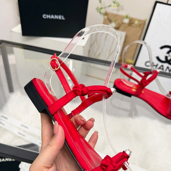 CC 2026 Pearl Sandal Red Satin Leather 692020