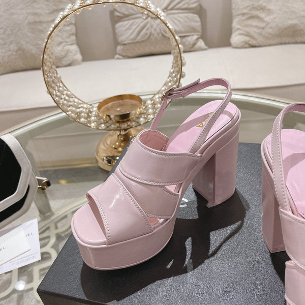 sandals pink patent crumpled lambskin