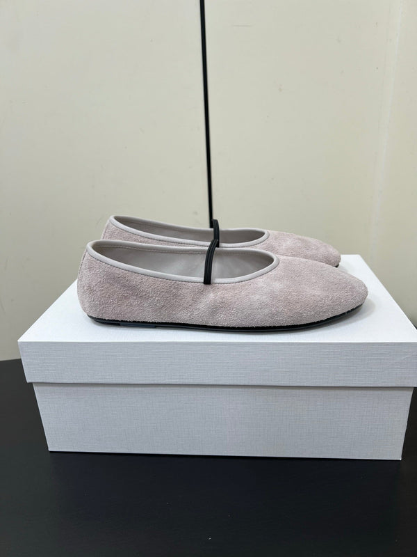 Elastic Ballet Slipper In Light Purple Cow Suede 340038