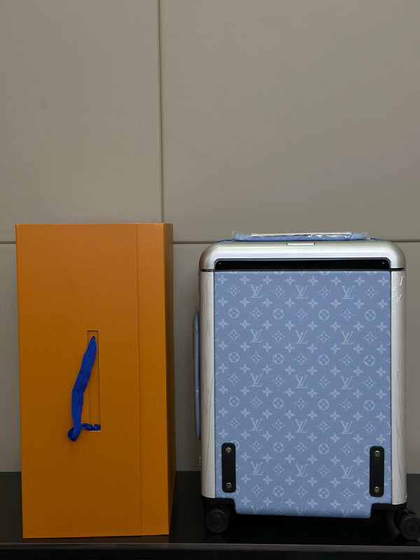 LV 2025 Horizon 55 Suitcase Sky Blue Canvas Cowhide 273840