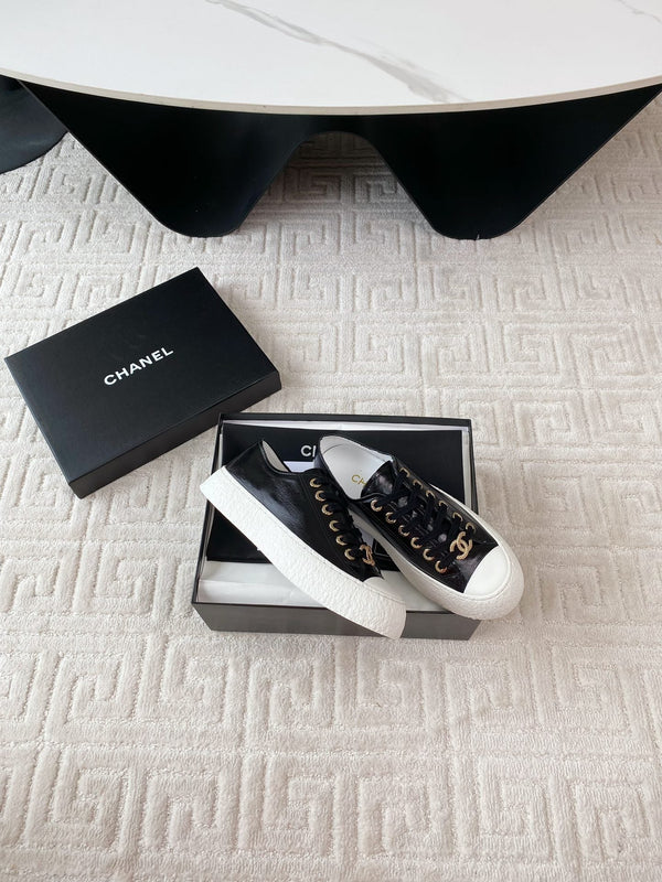 CC Low Sneaker 35mm Black Wrinkled Cowhide
