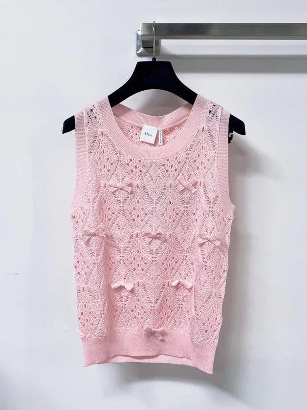CD 2026 Knit Vest Decorative Bow Pattern Cotton 479899