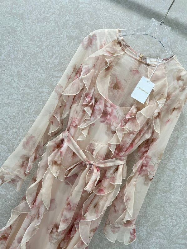 Zimmermann Hypnotic Frill Maxi Dress Cream Peony Cotton 336579