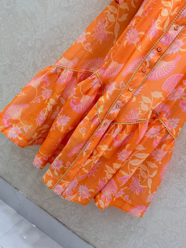 Zimmermann August Pledge Mini Dress Orange Cotton 339890