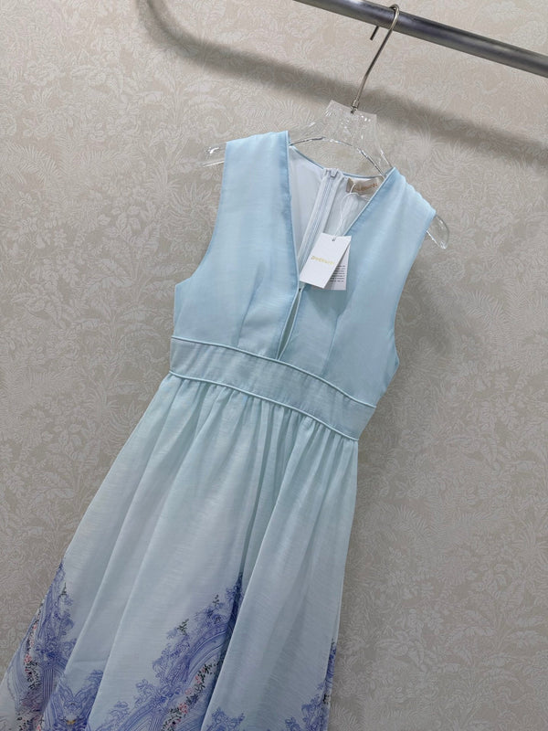 Zimmermann Triomphe Melody Maxi Dress Light Blue Cotton 342117