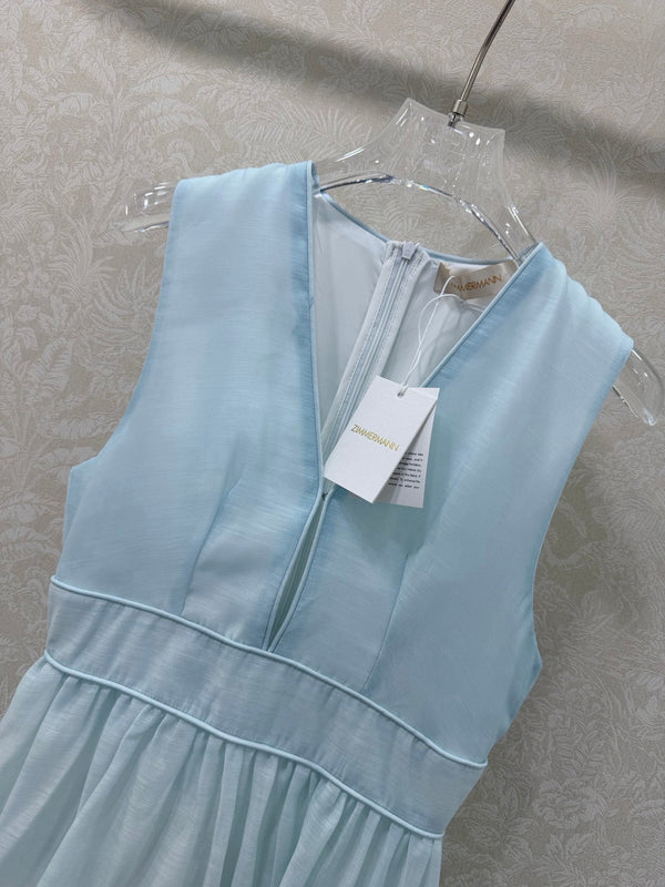Zimmermann Triomphe Melody Maxi Dress Light Blue Cotton 342117