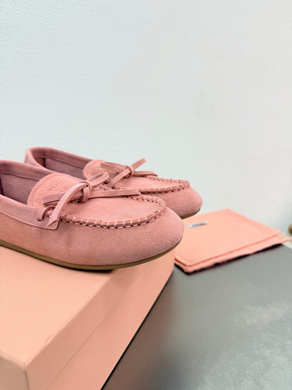Miu Logo Loafer Pink Suede 693518