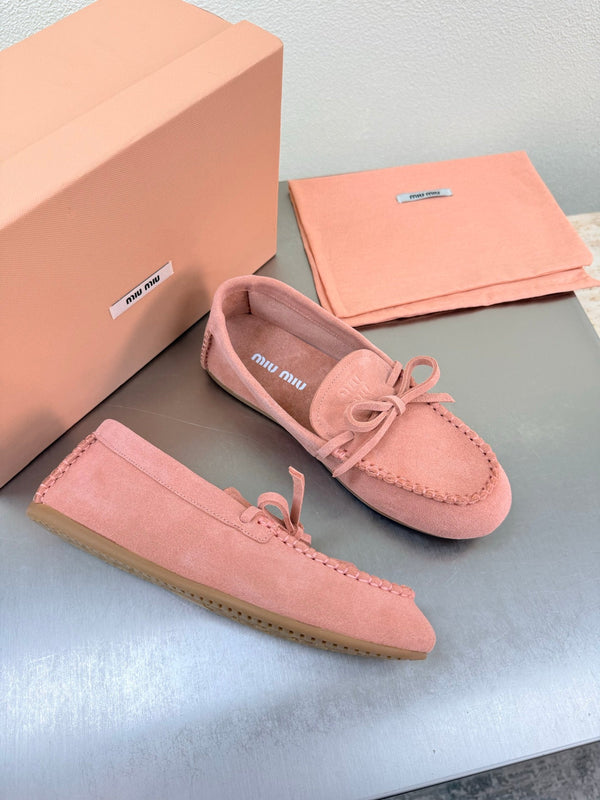 Miu Logo Loafer Pink Suede 693518