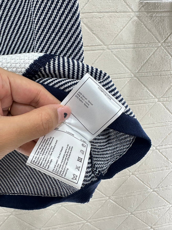 Chanel 25 Tank Top Black White Patchwork Knitted Crewneck