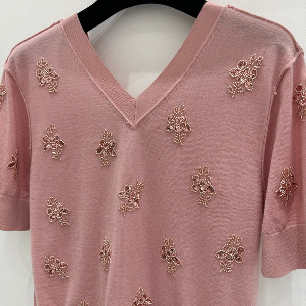 Fendi Wool Cropped sweater with crystal embroidery 229410