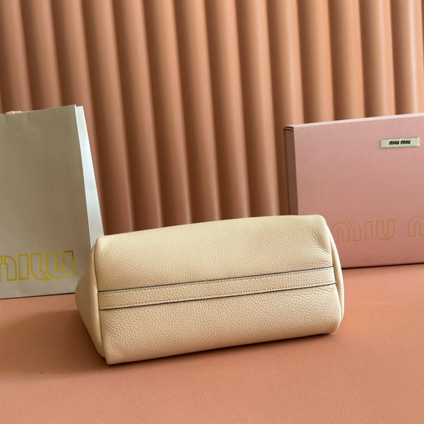 Miu 25ss Leather Bucket Bag 25.5 Muted Pink Grain Leather