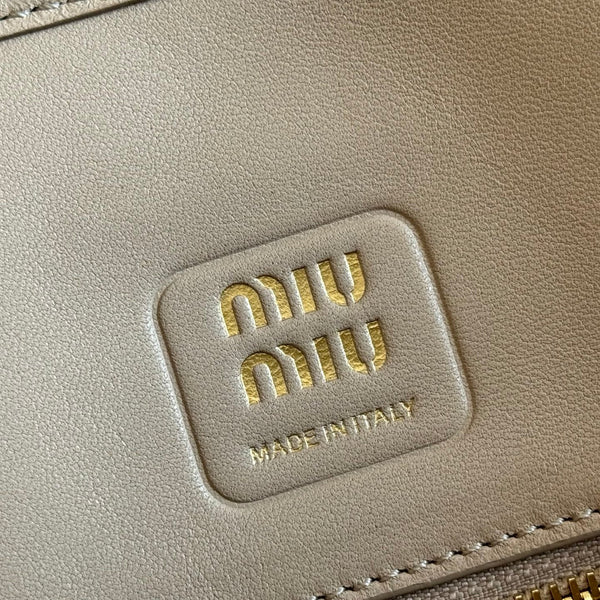 Miu Aventure Shoulder Bag 44cm Beige Nappa Leather