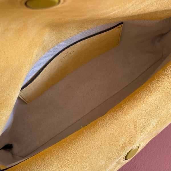 GG Medium Shoulder Bag With Chain Yellow GG Suede