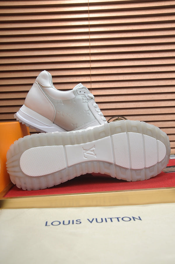 LV TRAINER SHOES IN WHITE MIX GREY EMBOSSED LAMBSKIN