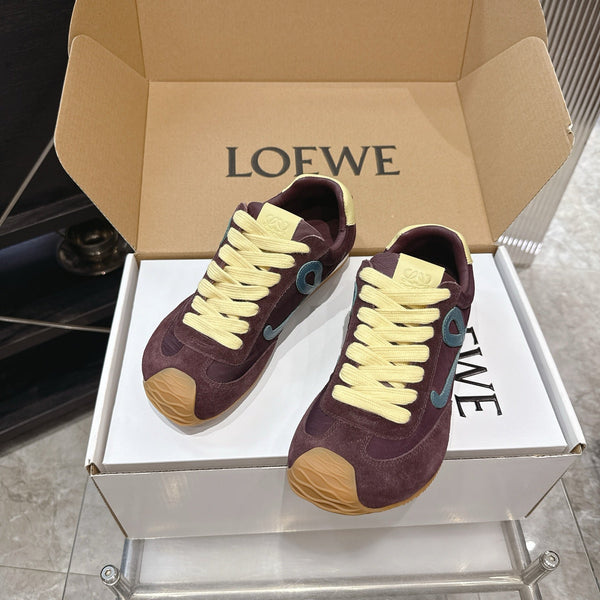 LOEW 26s Ballet Runner 2.0 Burgundy Yellow Suede Sheepskin 683932