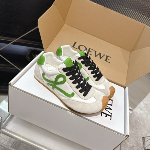 LOEW 26s Ballet Runner 2.0 Light Grey Green Suede Sheepskin 683936