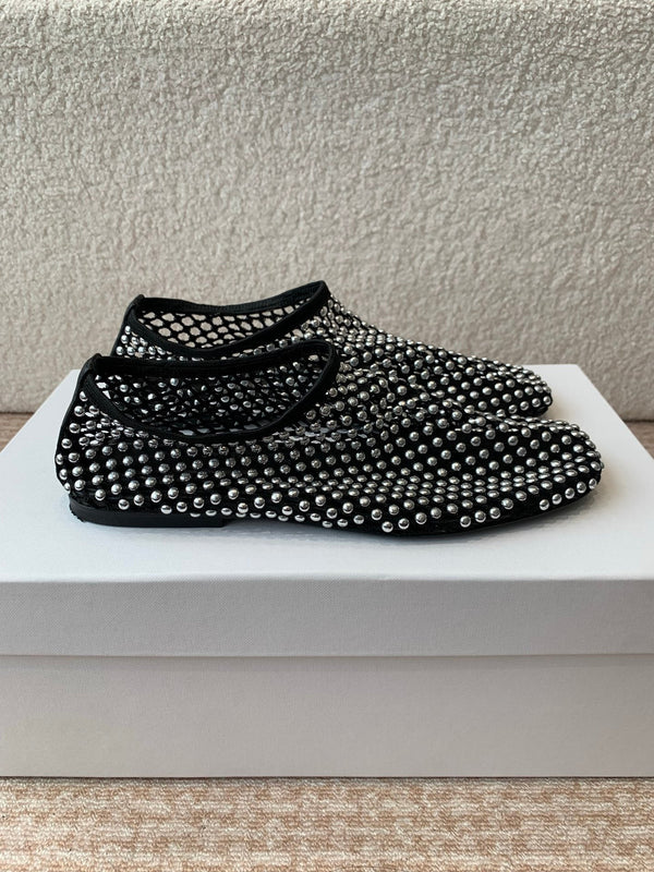 CL 25 Ballet Flats Black Silver Mesh Hot Diamond 345530