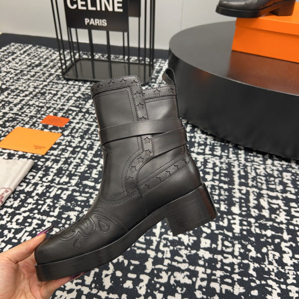 HM Ankle Boot 50mm Black With Printed Pattern Cowhide 952367