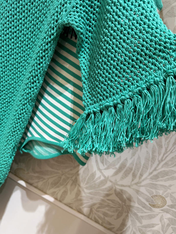 CD Hollow Woven Dress Green cotton