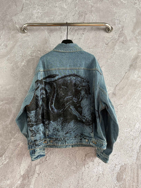 CD Lion Denim Jacket Blue Cotton