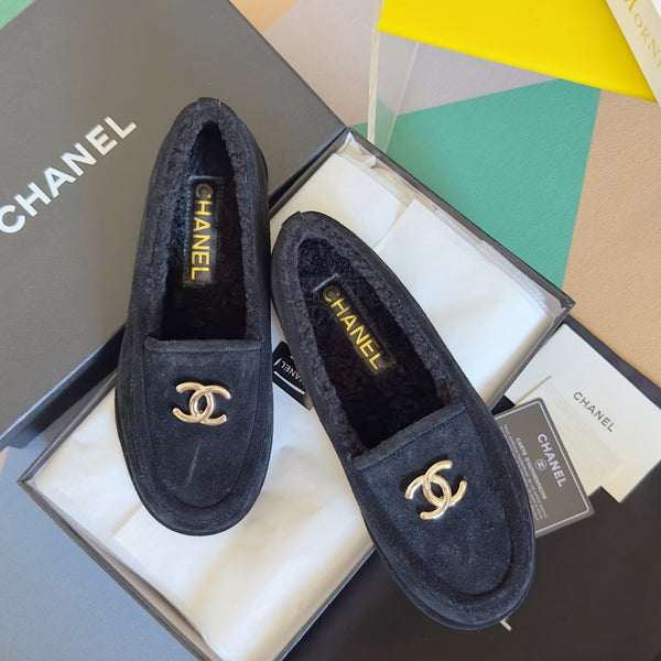 CC Moccasins 15mm Black Suede