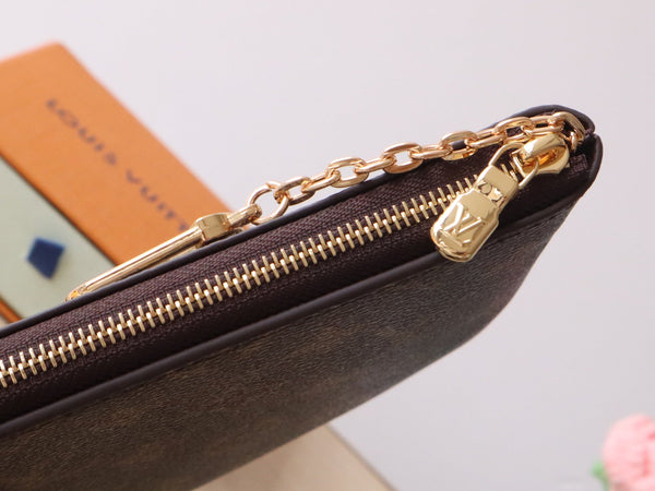 LV Pochette Clés Medium 24cm Brown Monogram Canvas GHW
