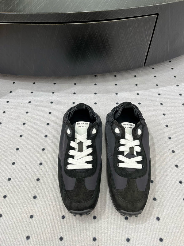 HM Sneaker 10mm In Black Grey Suede And Windbreaker Fabric 954752