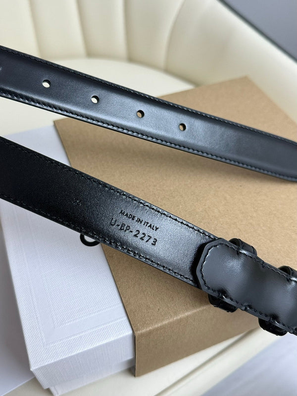 CEL Silver Buckle 18mm Belt Black Cowhide 179732
