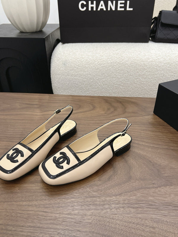 CC 26s Slingback Black Beige Lambskin Patent Leather 915318