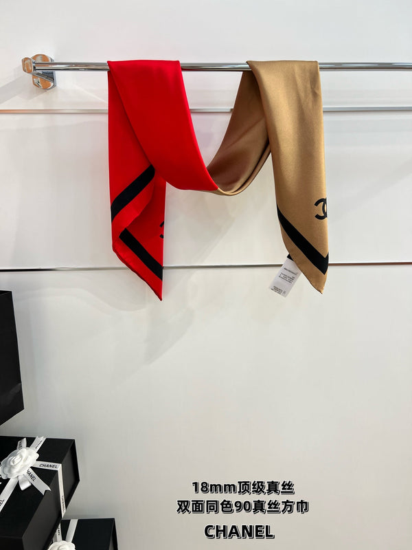 CC Scarf 90x90 Brown Red Silk Twill 204017