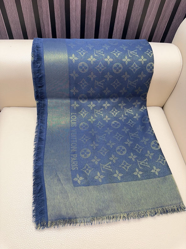 LV 25 Scarf 140CM Blue Silk 293289