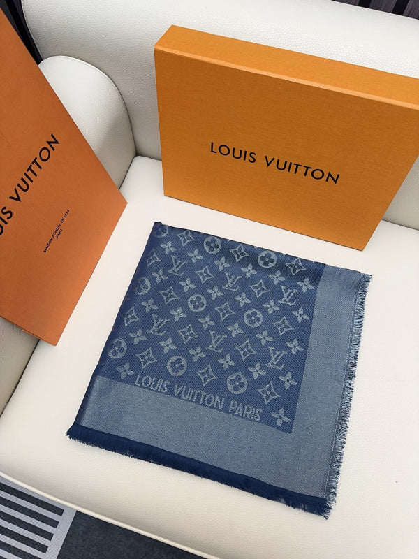 LV 25 Scarf 140CM Dark Blue Silk 293292
