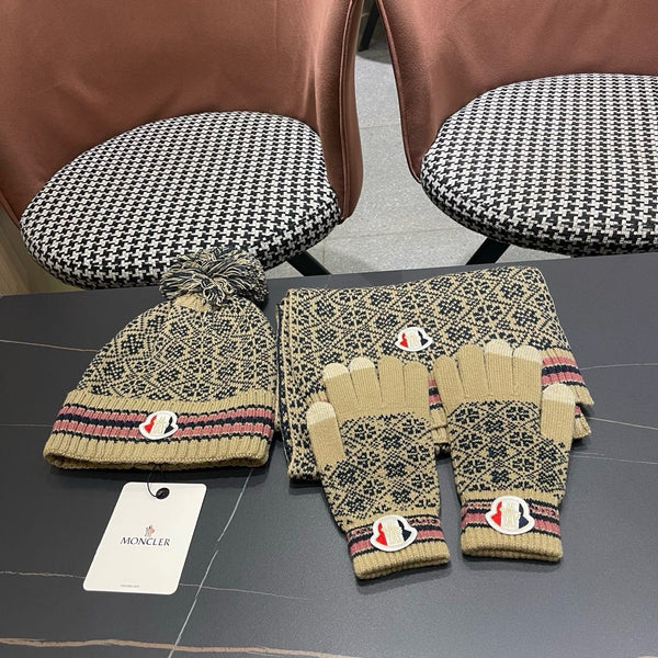 Moncler Hat Scarf Gloves Set Jacquard 481809