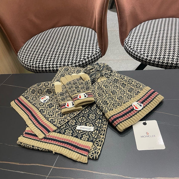 Moncler Hat Scarf Gloves Set Jacquard 481809