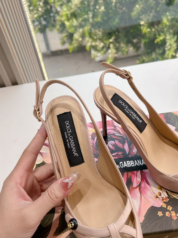 DC 25 Satin Slingbacks Beige Cowhide & Sheepskin 962756
