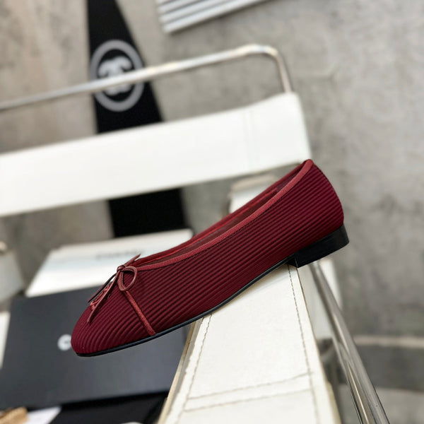 CC Bow Ballet Flats Burgundy Corduroy Fabric 818098