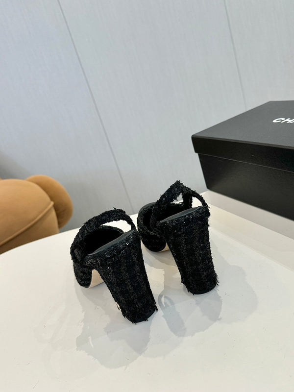 cc 25c slingback 90 black tweed black grosgrain 233621