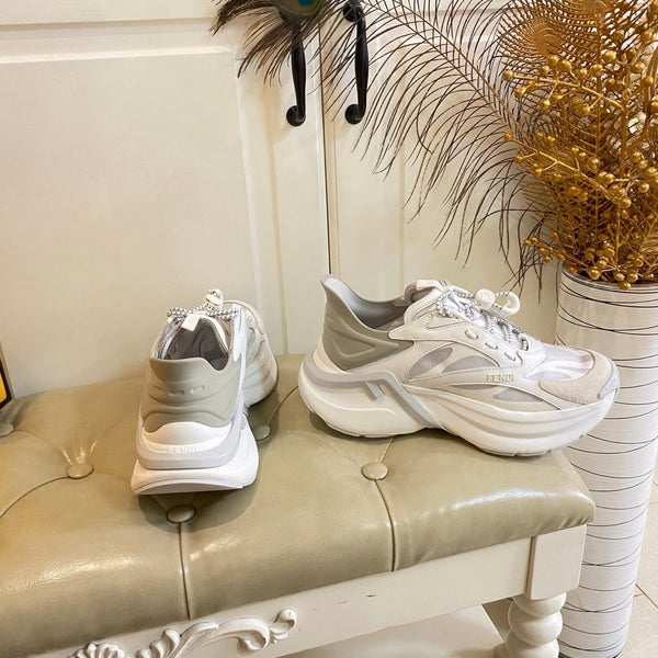 Fendi F-Light Sneakers White Cowhide Mesh 688134