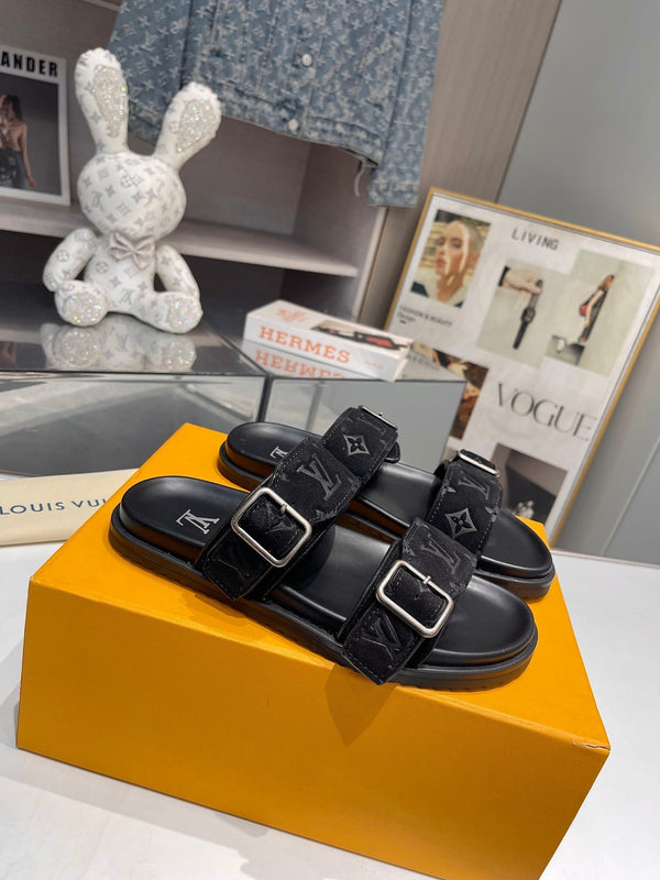 LV Venice Mule Black Suede Sheepskin 626702