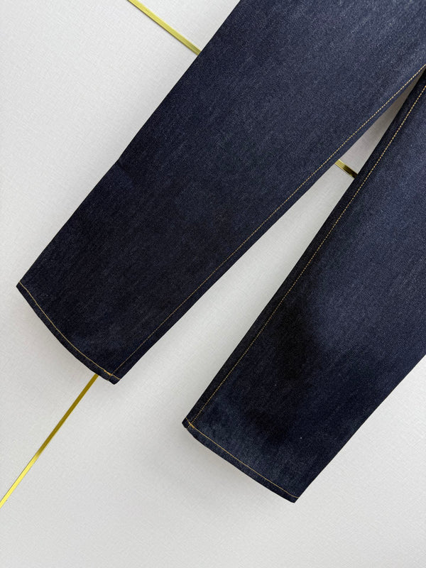Chanel 2026 Straight Leg Jeans Navy Blue Cotton 365077