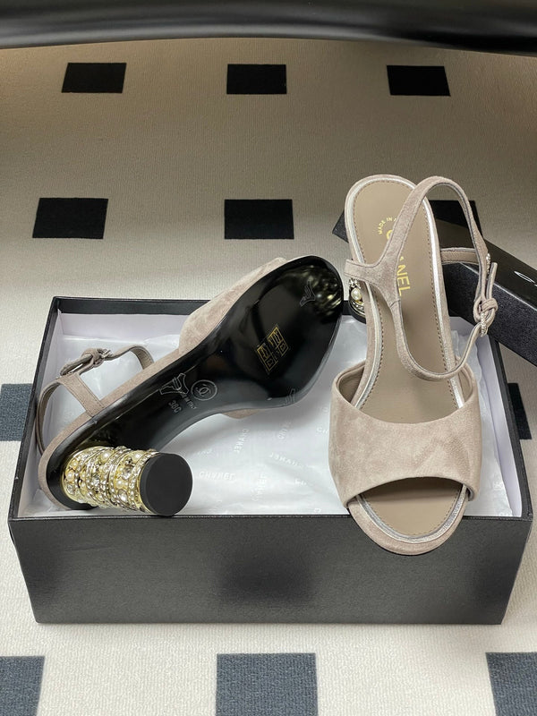 CC 25p Slingback Heel 8cm Grey Suede