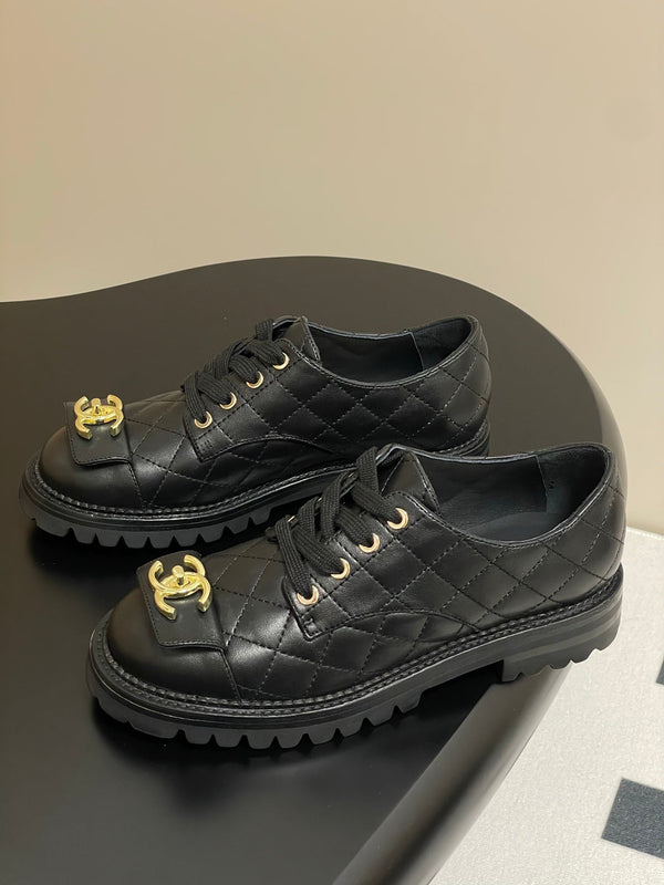 25K Double C Buckle Thick-Soled 25mm Loafer Black Lambskin 247709