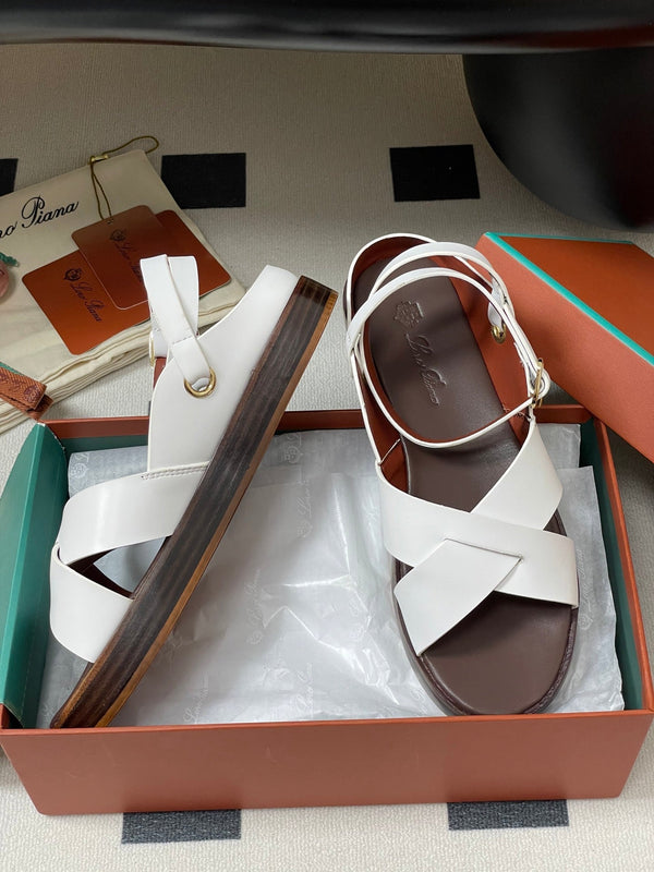 LP Sandal White Brown Cowhide 312171
