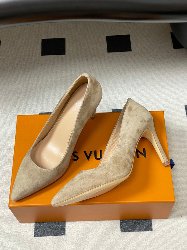 LV GALA High Heels Flats Series 85mm Beige Suede 534539