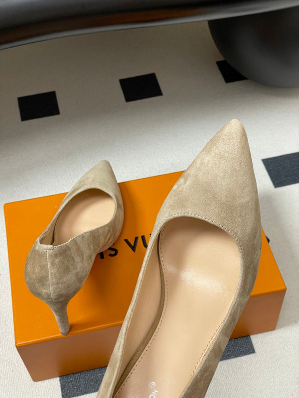 LV GALA High Heels Flats Series 85mm Beige Suede 534539